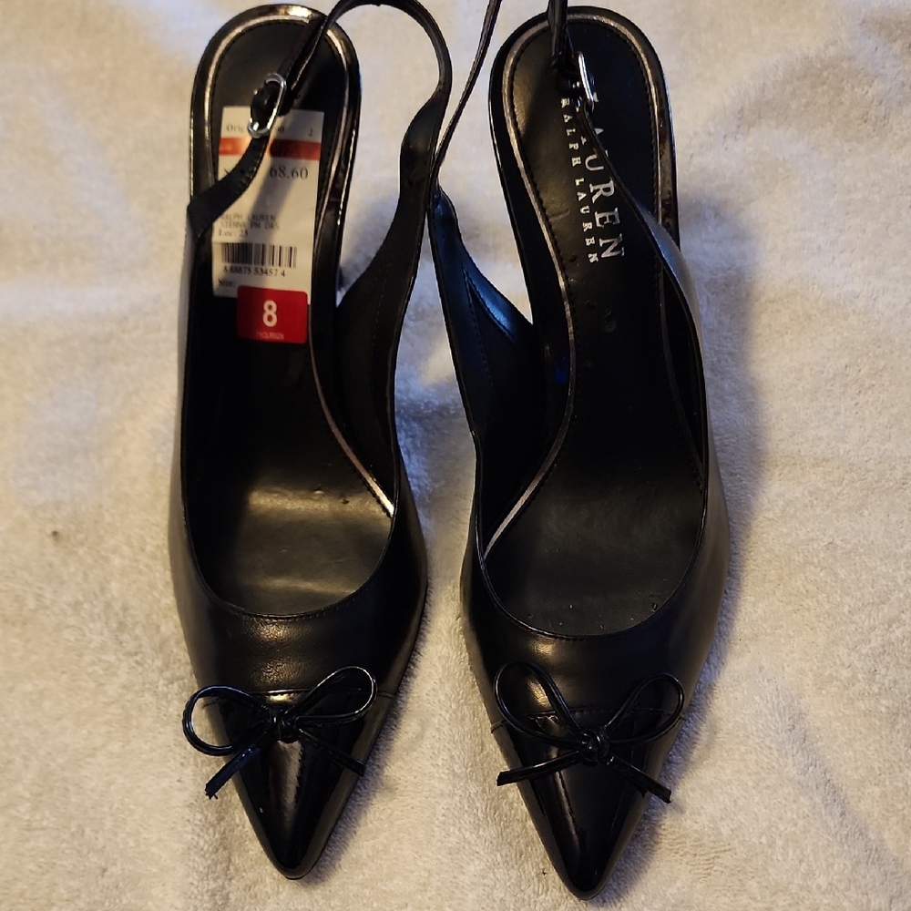 Lauren Ralph Lauren Black Pointed Slingback Heels